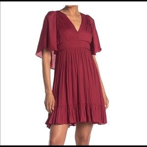Halston Heritage Red Pleated Dress Sz 12 New